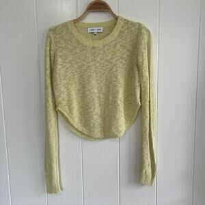 John + Jenn Revolve Brand Knit Pale Yellow Cotton Cropped Sweater Sz S